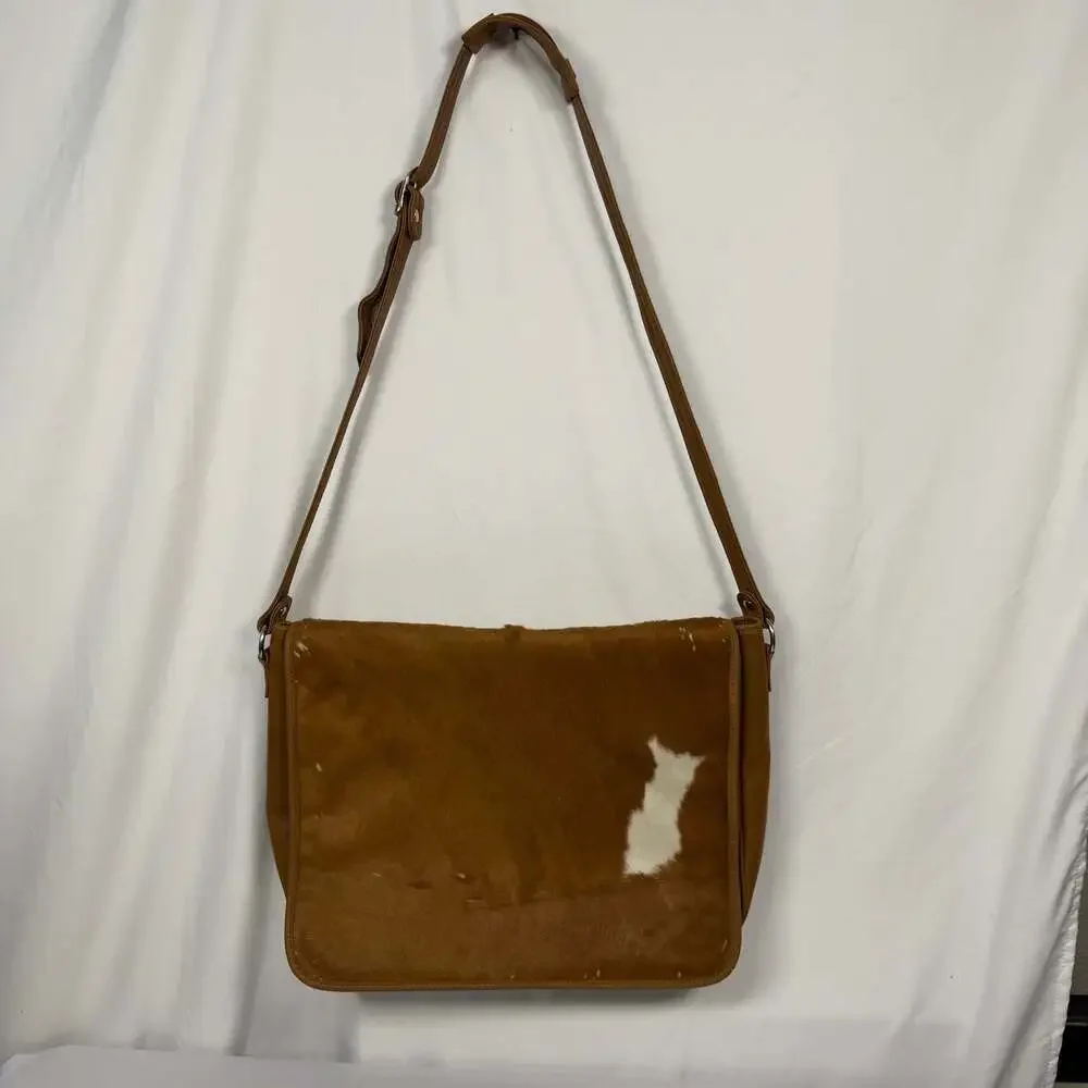 LongRope Brown Leather and Cowhide Hair-on-Hide Messenger Bag